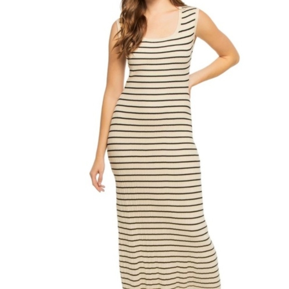Z Supply Sleeveless Striped Maxi Dress in Cream and Black